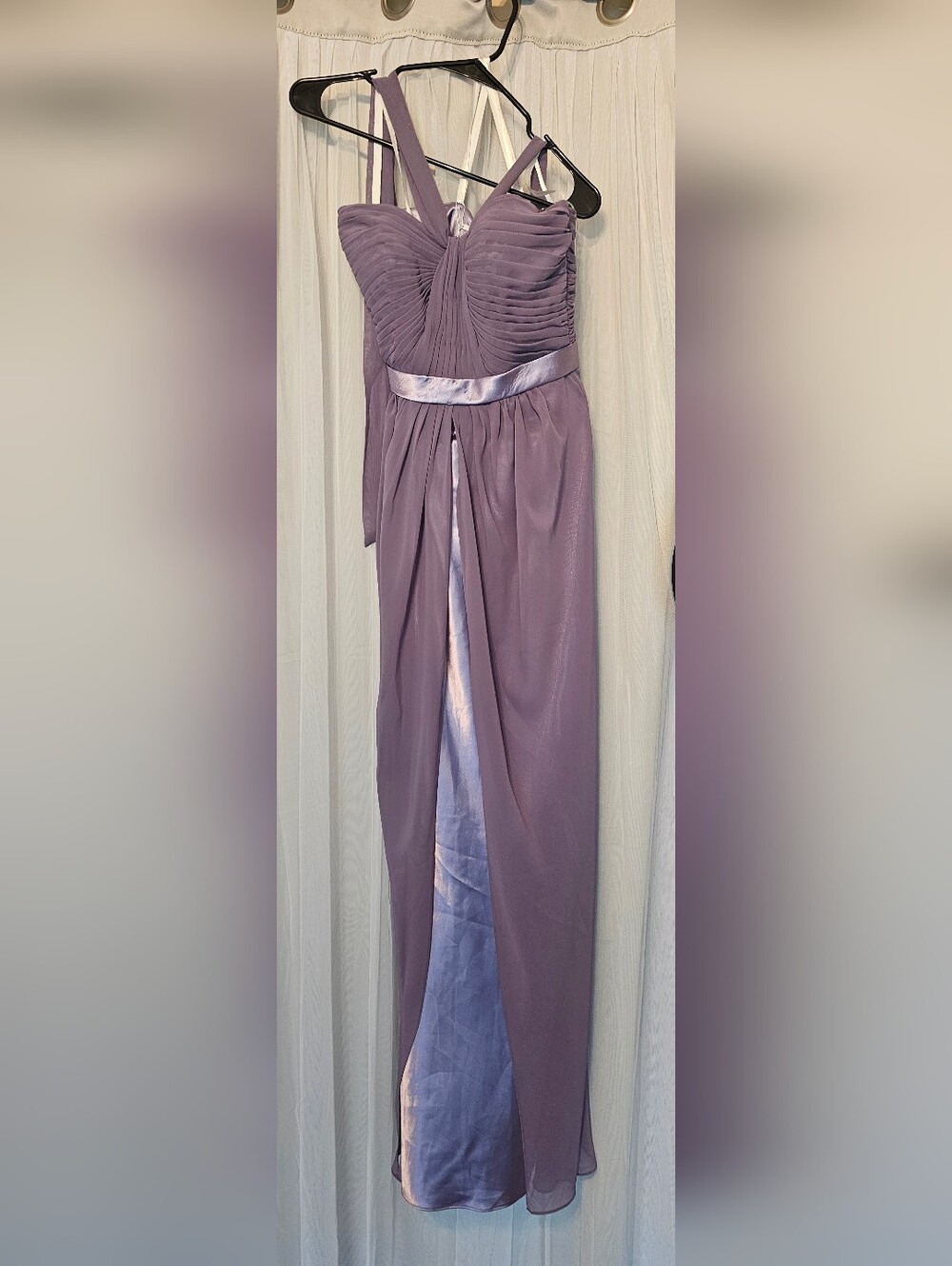 Milano 74360 Lavender Strapless Evening Gown with Satin Waistband Size M